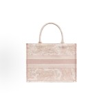 DIOR迪奥 BookTote 印花⽼⻁图案⼤容量 刺绣 ⼿提包 中号 ⼥款 糖果⾊拼粉⾊